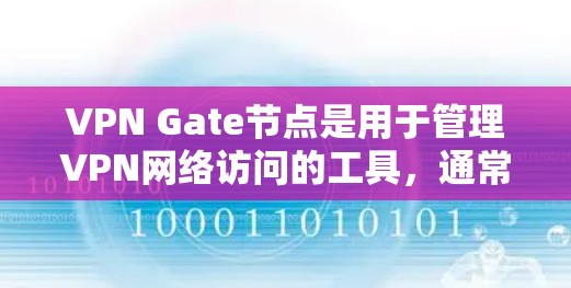VPN Gate节点是用于管理VPN网络访问的工具，通常由厂商提供。以下是通过Gate节点查询或管理的步骤